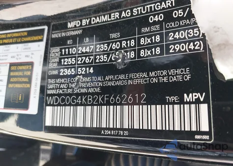 2019 Mercedes-Benz Glc 300 4Matic from USA, damaged, VIN WDC0G4KB2KF662612